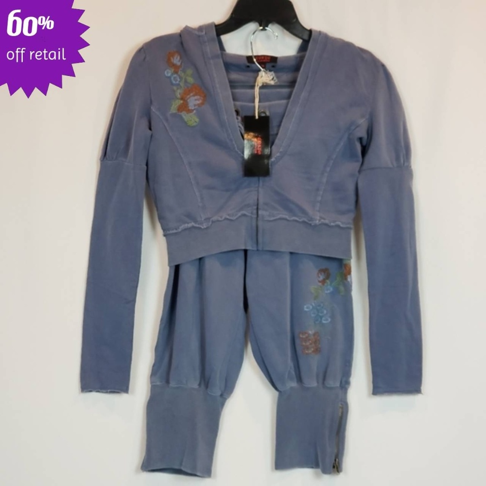 Tokyo Denim Bank Crop Hoodie/ capri jogpant combo